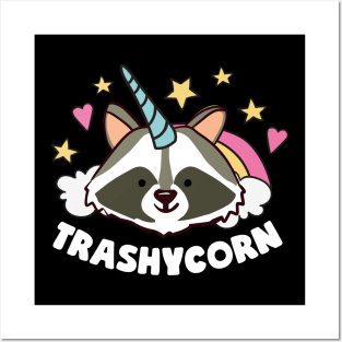 Trashycorn Unicorn Raccoon Posters and Art